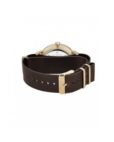 CLUSE-Aravis Nato Leather Brown /White -Stainless steel-CW0101501007