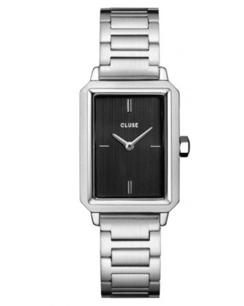 CLUSE-Fluette Silver colour/ Black-Stainless Steel Strap-CW11501