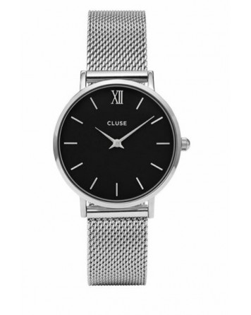CLUSE-MINUIT MESH SILVER/BLACK-Stainless Steel Strap-cl30015