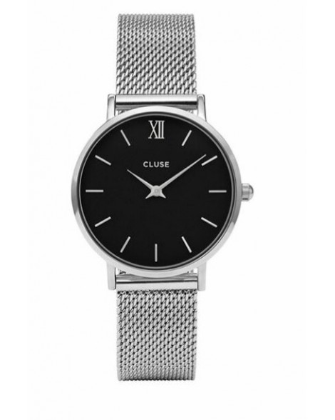 CLUSE-MINUIT MESH SILVER/BLACK-Stainless Steel Strap-cl30015
