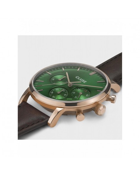 CLUSE-Aravis Chrono Leather Green, Rose Gold Colour-Stainless steel-CW0101502006